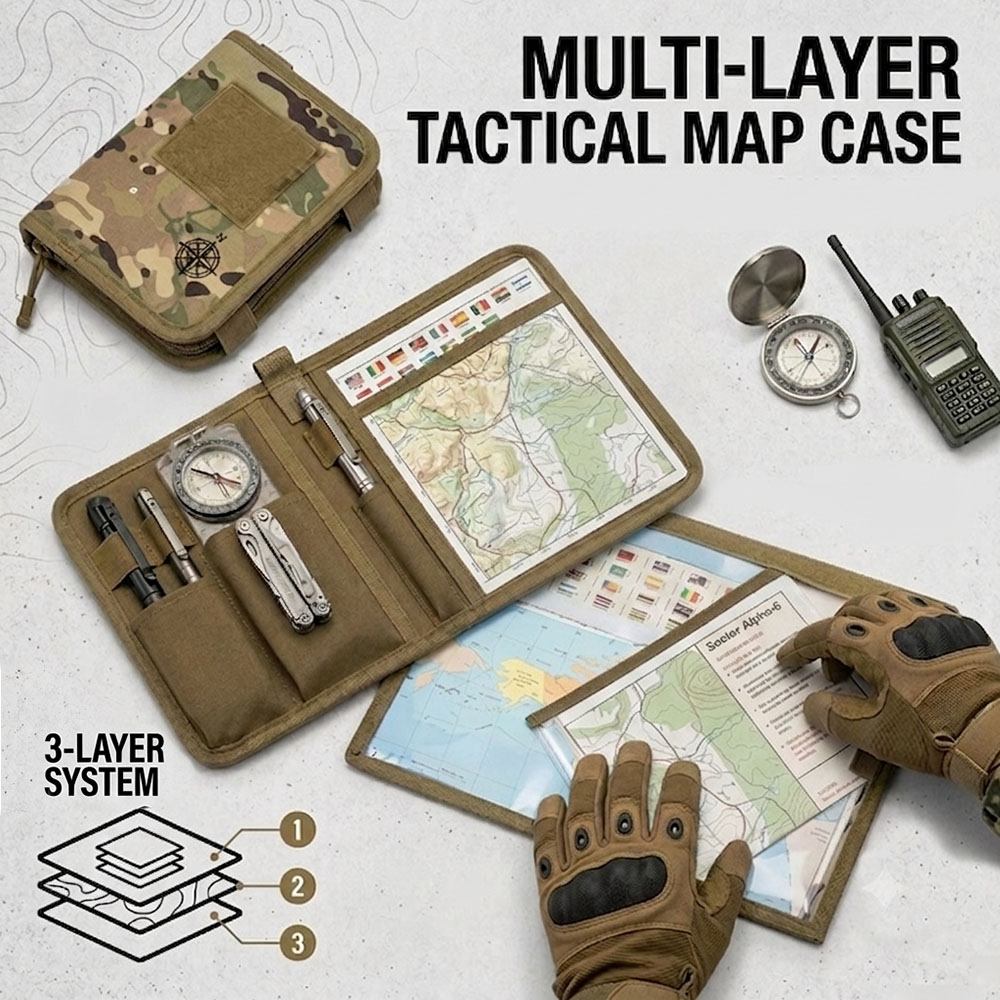 Outdoor Hunting Maps - حقيبة خرائط تكتيكية قابلة للطي، مقاومة